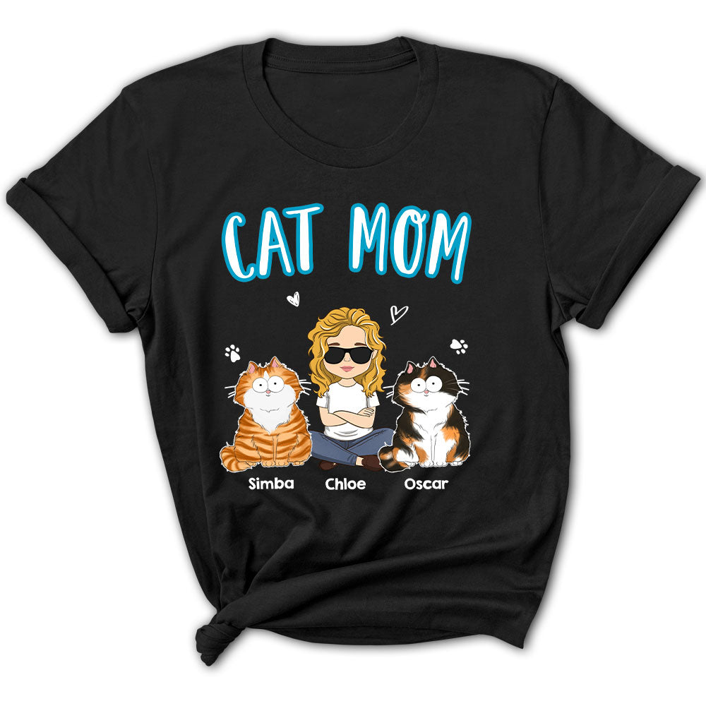 A Cat Mom - Personalized Custom Women's T-shirt